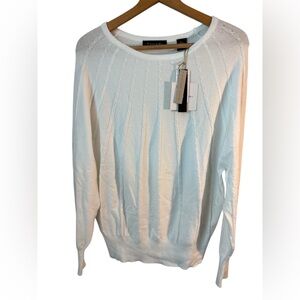 NWT Tahari Viscose Long Sleeve Sweater White Large Coastal Grandma, Preppy